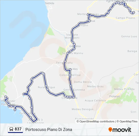 837 Bus Line Map