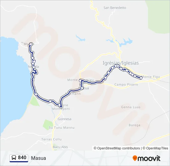 Percorso linea bus 840