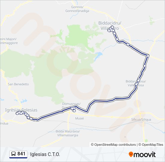 Percorso linea bus 841