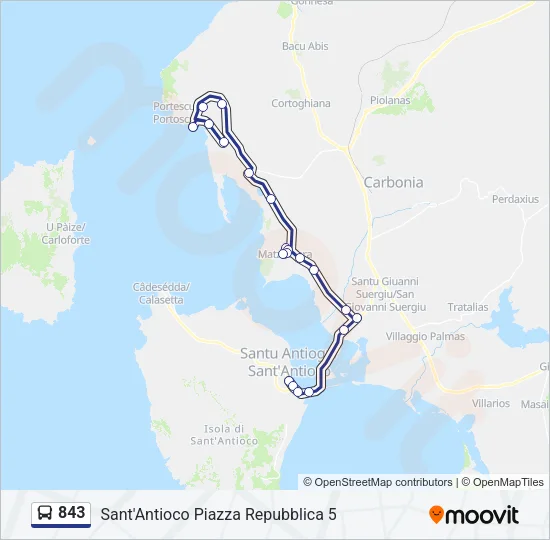 843 Bus Line Map