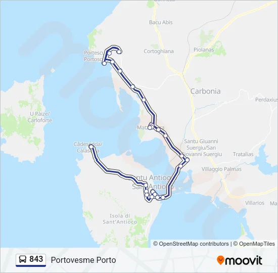 843 Bus Line Map