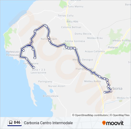 Percorso linea bus 846