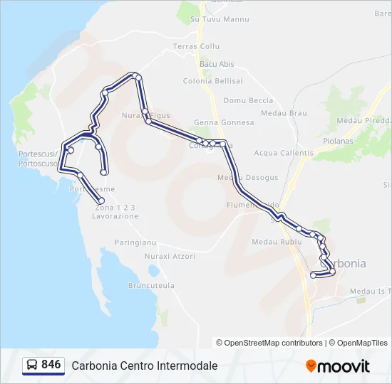 846 Bus Line Map