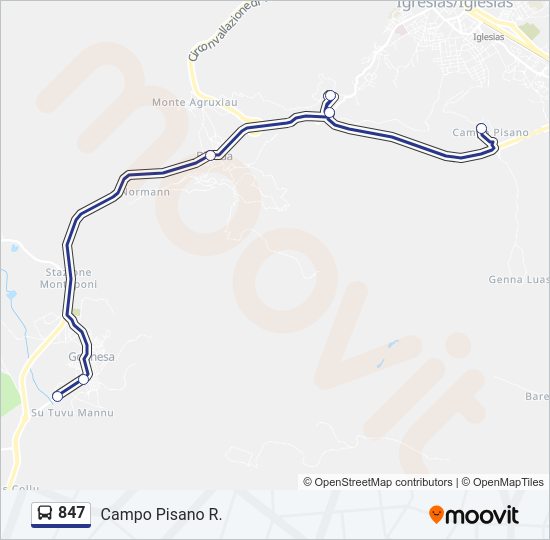 847 bus Line Map