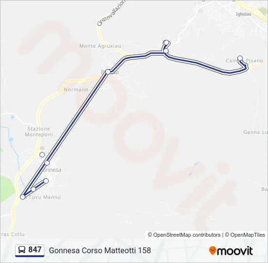 847 Bus Line Map