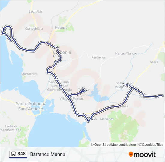Percorso linea bus 848