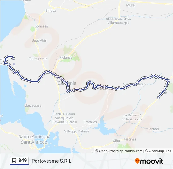 Percorso linea bus 849