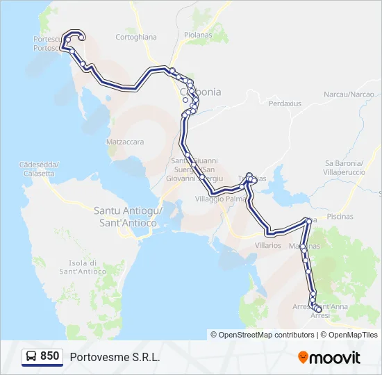850 Bus Line Map