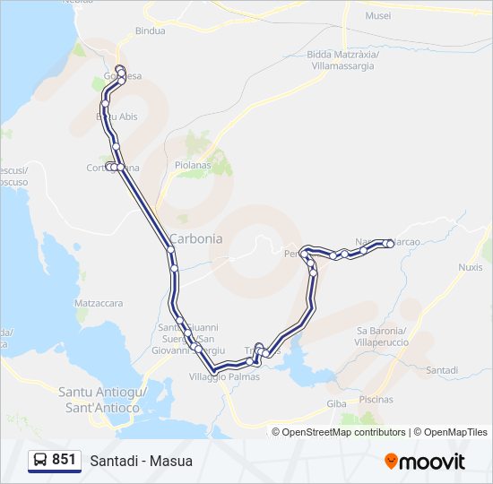 851 bus Line Map