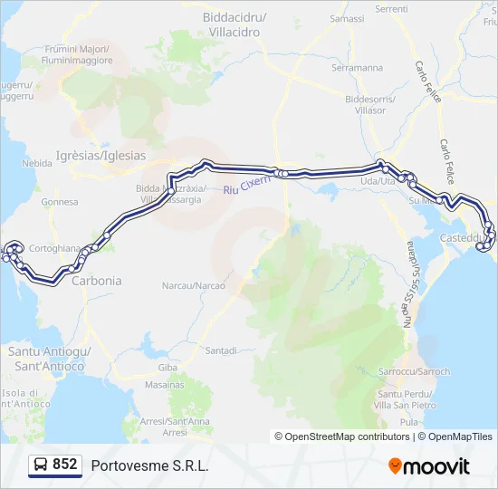 852 Bus Line Map