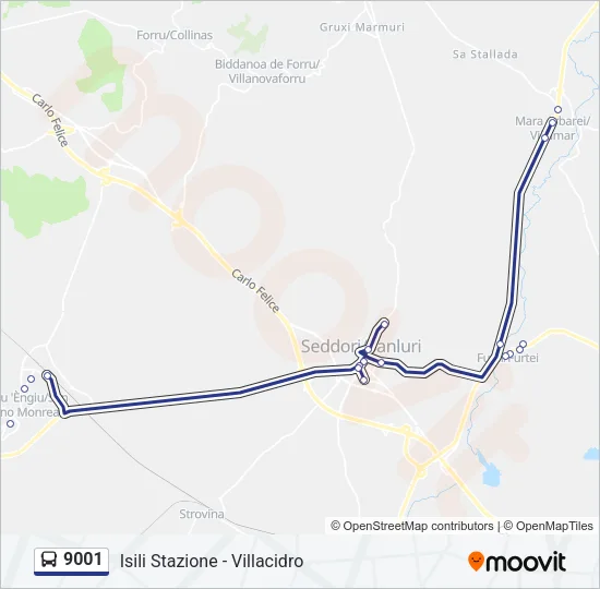 9001 Bus Line Map