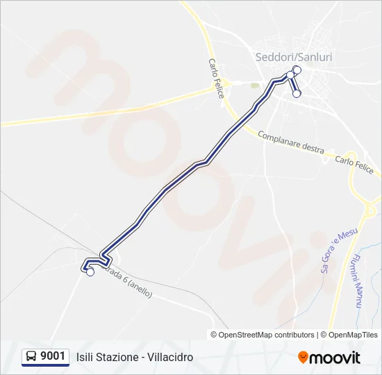 9001 Bus Line Map