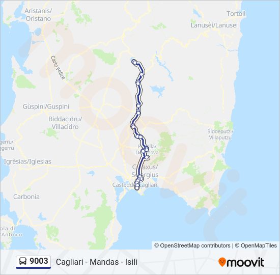 Percorso linea bus 9003