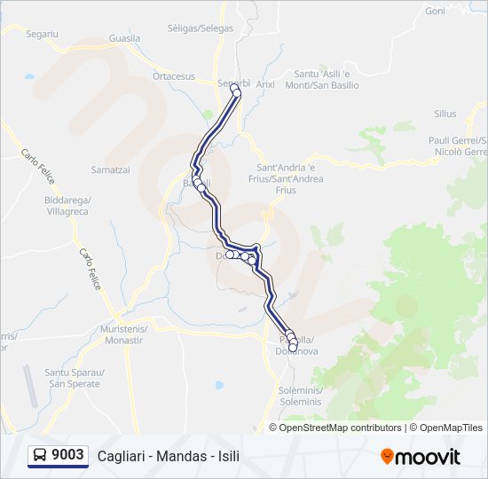Percorso linea bus 9003