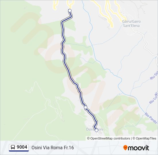 Percorso linea bus 9004