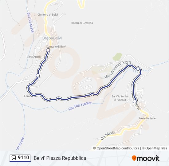 Percorso linea bus 9110
