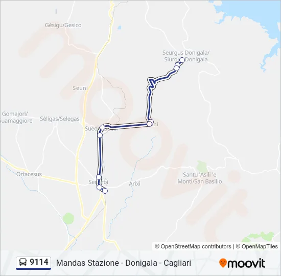 9114 Bus Line Map