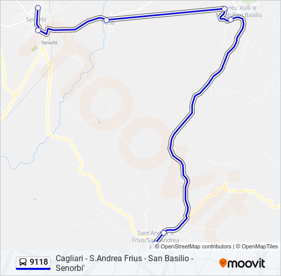 Percorso linea bus 9118