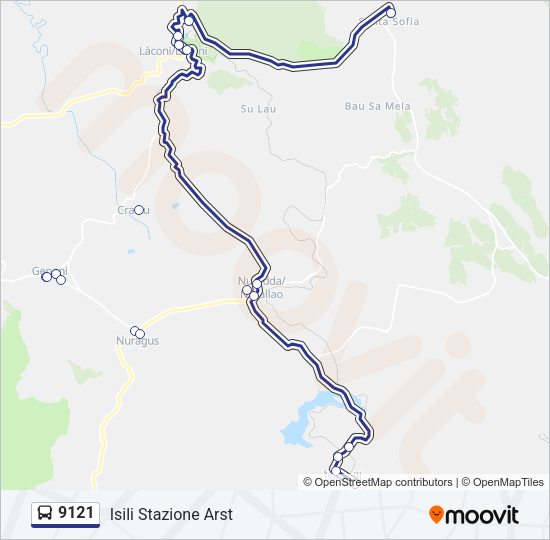 Percorso linea bus 9121
