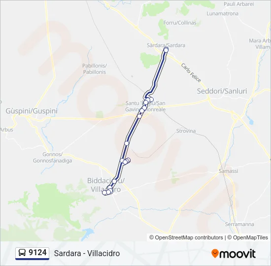 Percorso linea bus 9124