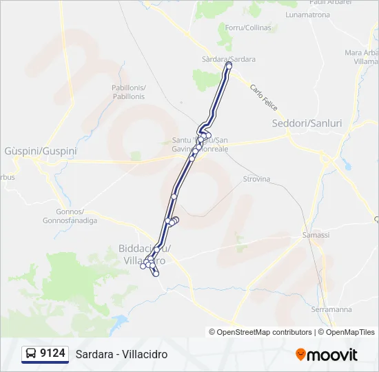 Percorso linea bus 9124