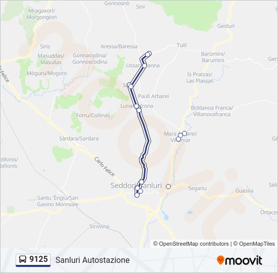 9125 bus Line Map