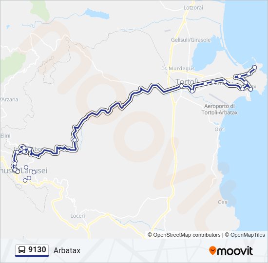 9130 bus Line Map