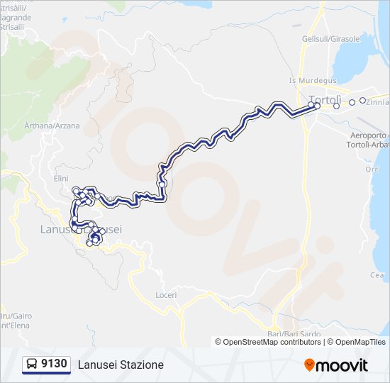 Percorso linea bus 9130