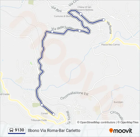 9130 Bus Line Map