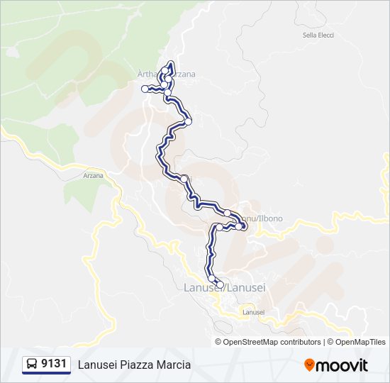Percorso linea bus 9131