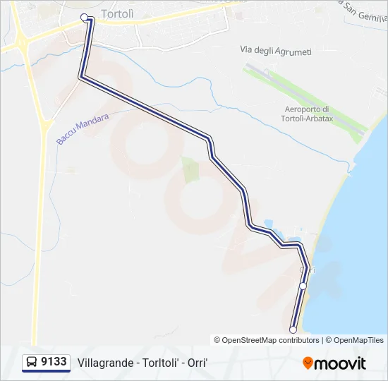 9133 Bus Line Map