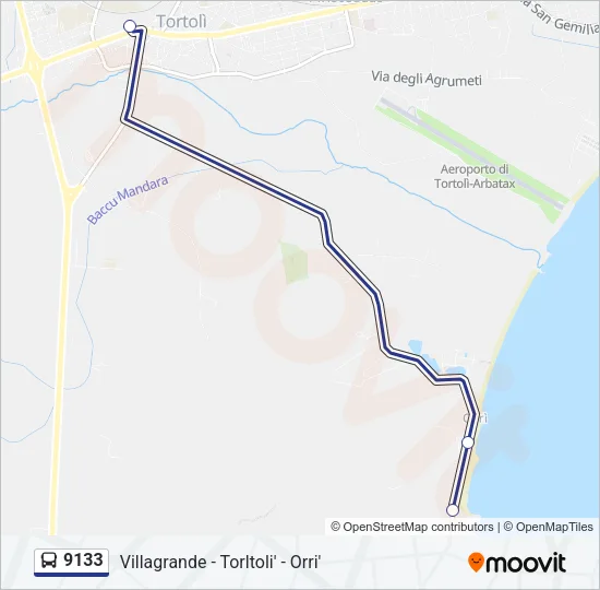 9133 Bus Line Map