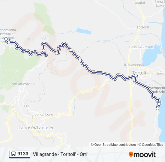 9133 Bus Line Map