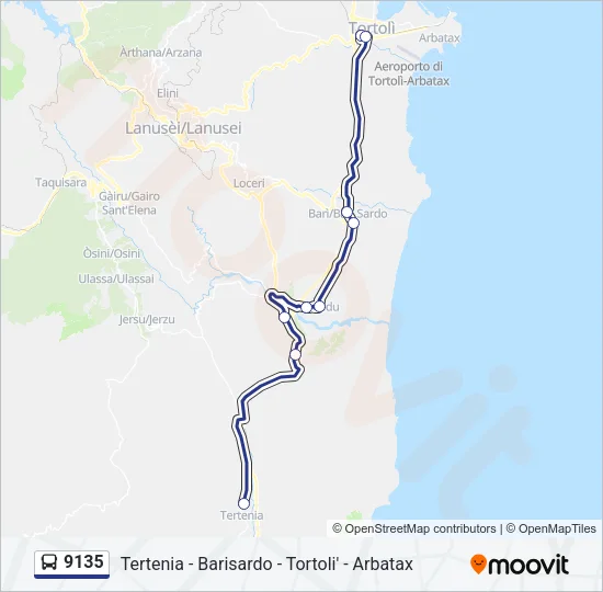 9135 Bus Line Map