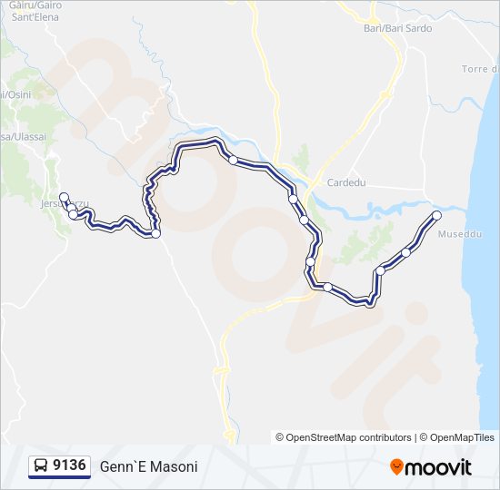Percorso linea bus 9136