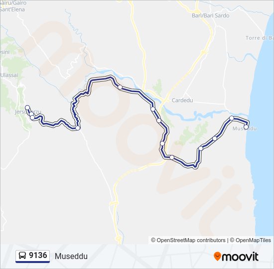 Percorso linea bus 9136