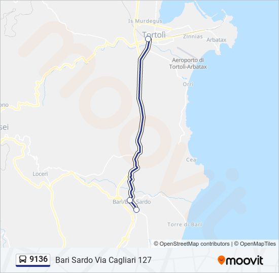 9136 bus Line Map
