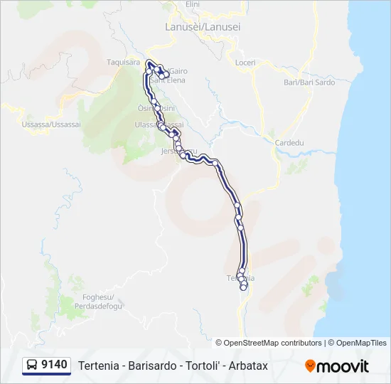 9140 Bus Line Map