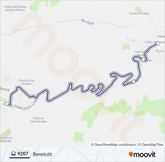 Percorso linea bus 9207