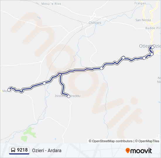 Percorso linea bus 9218