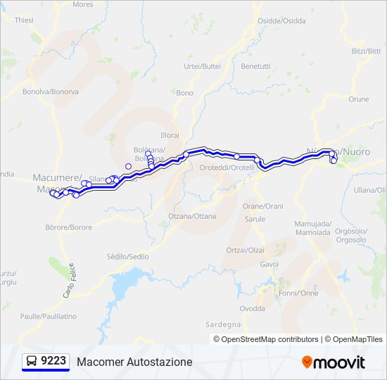 Percorso linea bus 9223