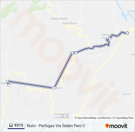 Percorso linea bus 9315