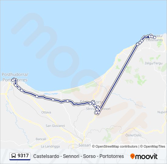 Percorso linea bus 9317