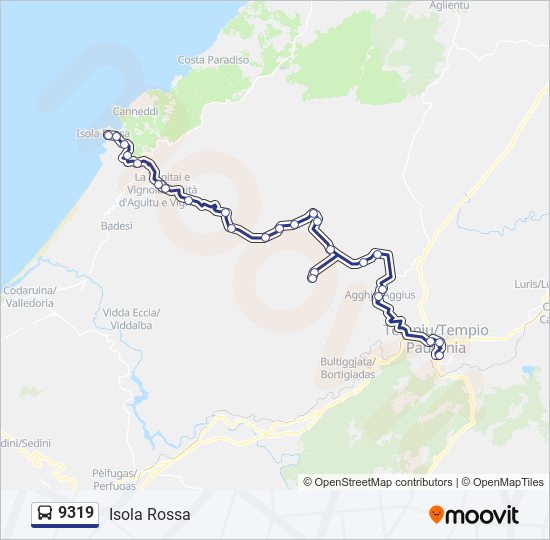 Percorso linea bus 9319
