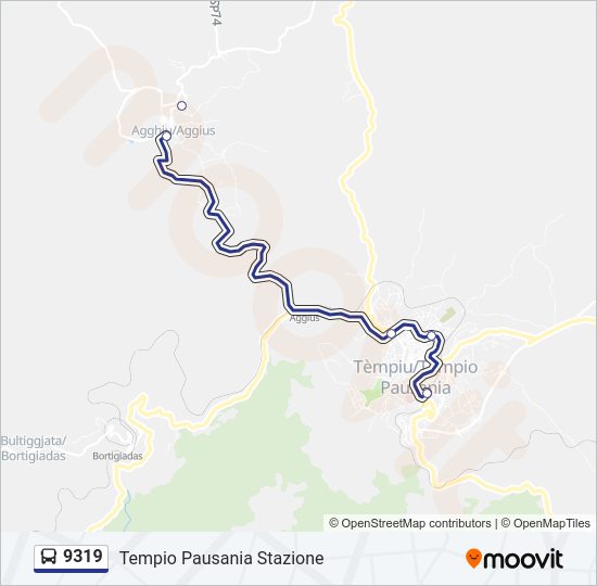 Percorso linea bus 9319