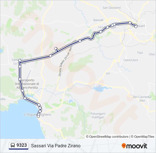 Percorso linea bus 9323