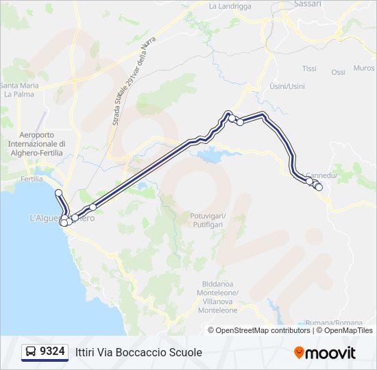 Percorso linea bus 9324