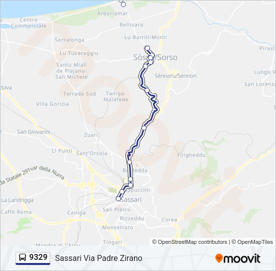 Percorso linea bus 9329