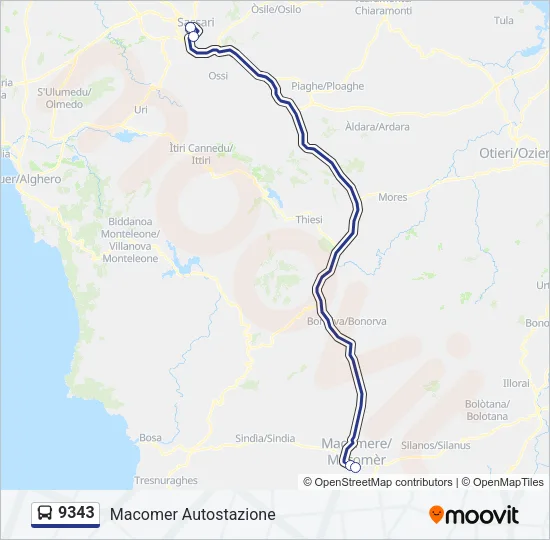 9343 Bus Line Map