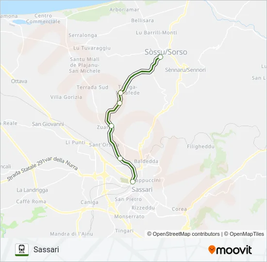SASSARI-SORSO Train Line Map